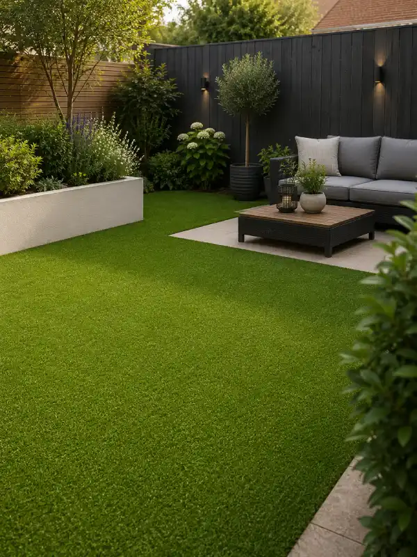 Lush artificial grass in a Wakefield garden