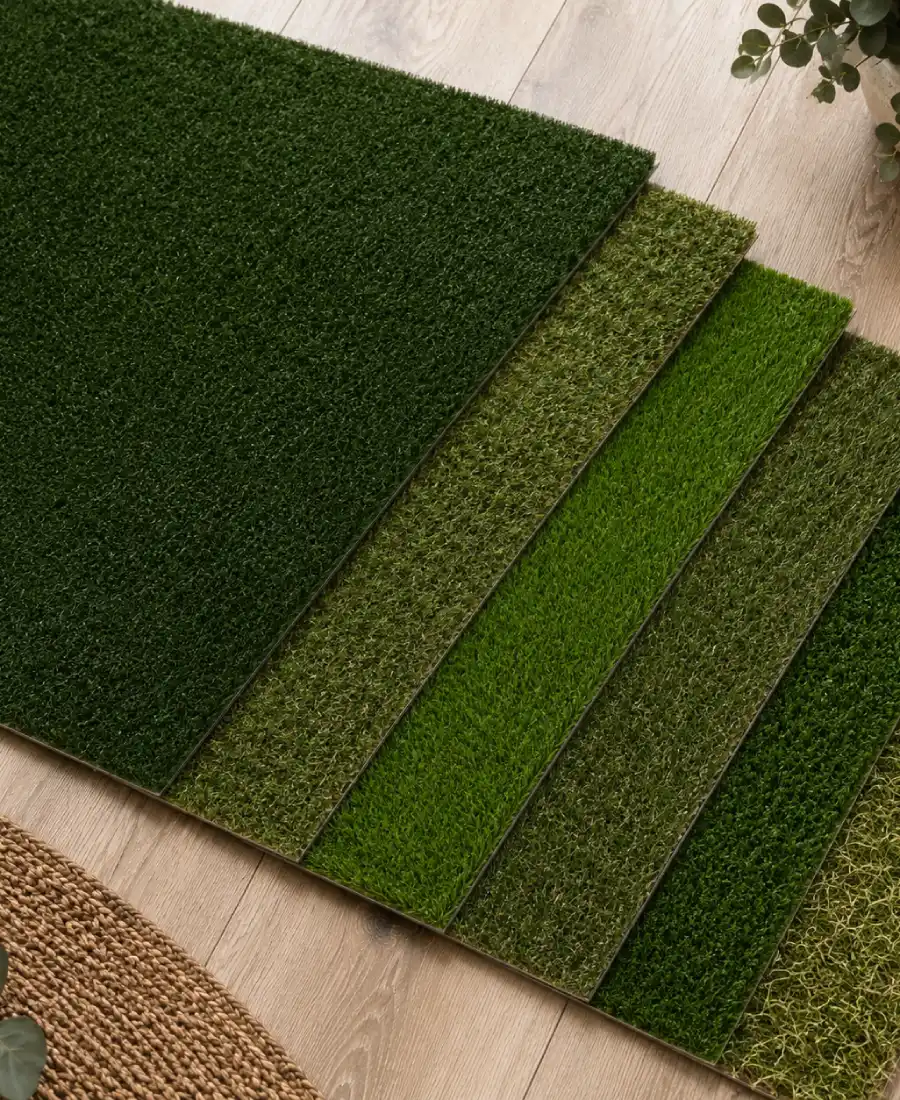 Neat garden with artificial grass — a low-maintenance option available from Sandal Carpets Wakefield