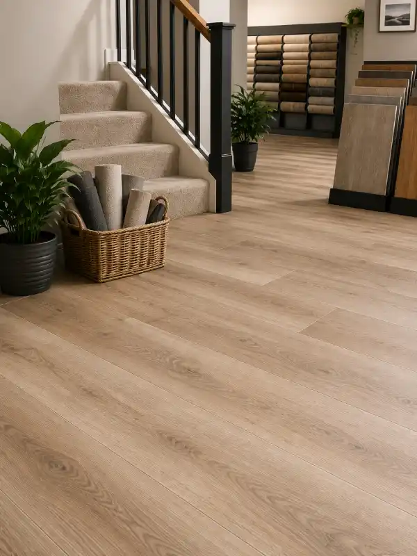 Luxury vinyl tile flooring in a modern hallway